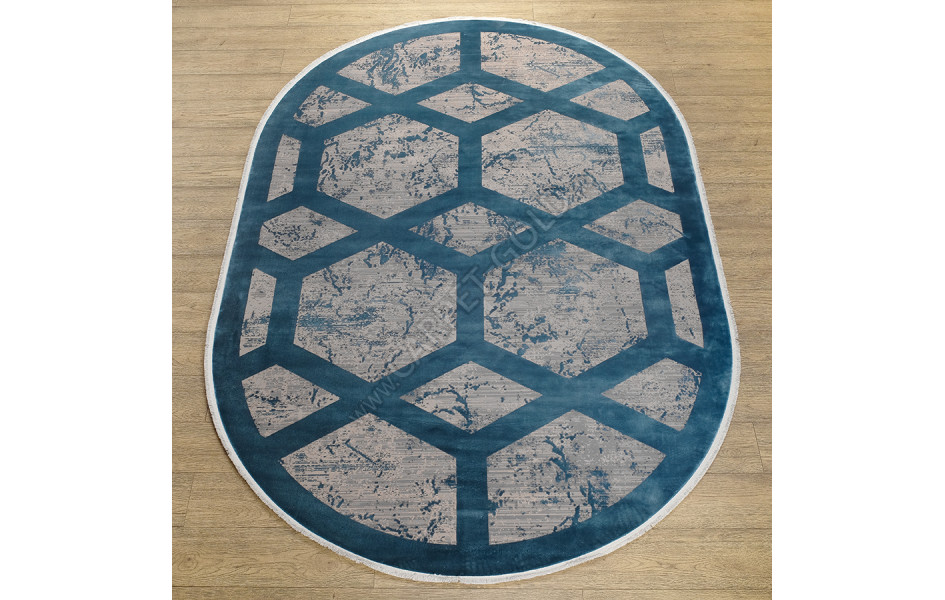 КОВРЫ ДИЗАЙН M570O ЦВЕТ C_DGREY / DBLUE овал Olimpos 