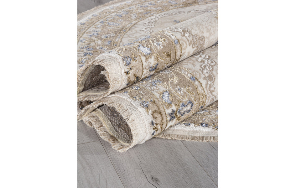 Ковер 27226A - BEIGE / BLUE - Овал - коллекция MOSSO